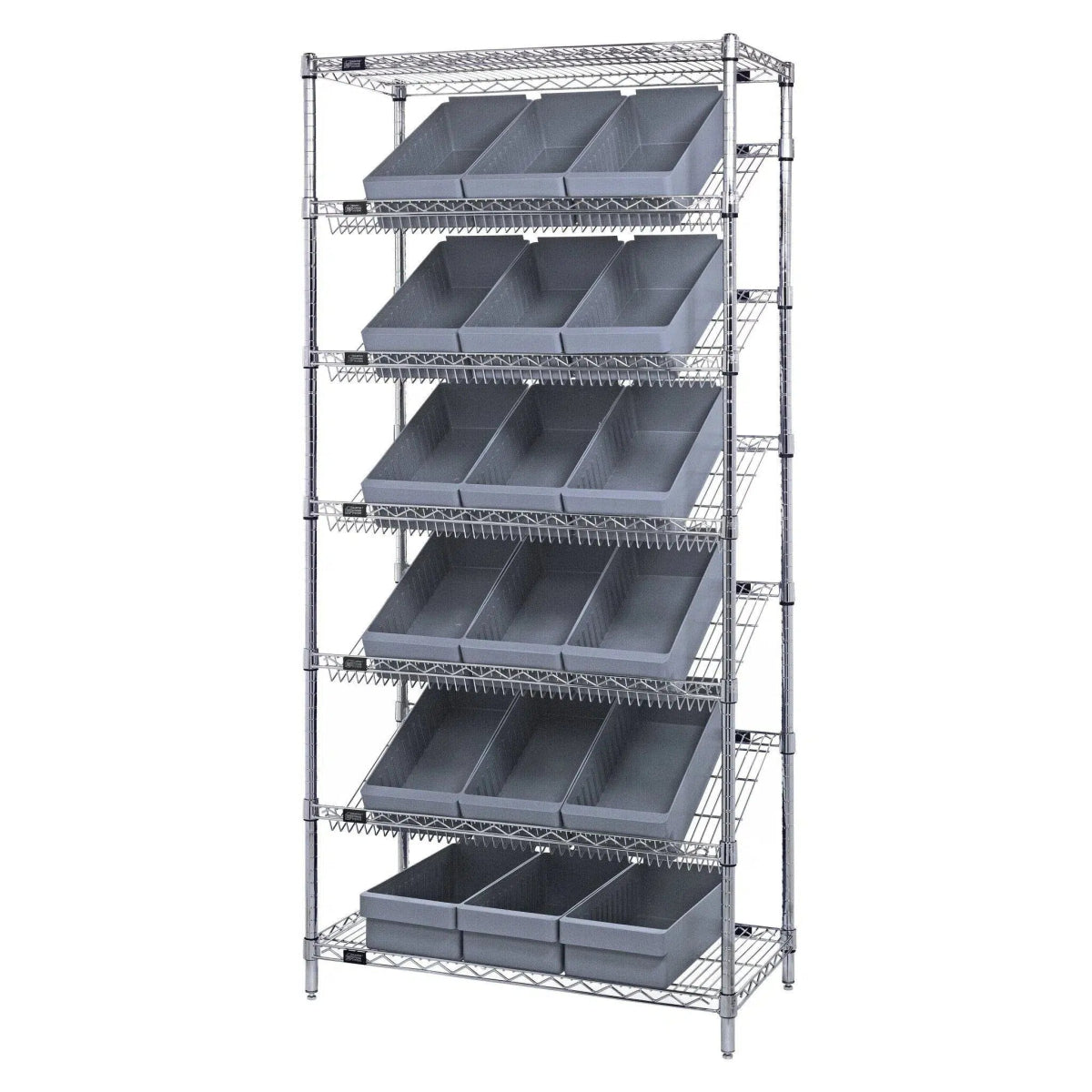WRS - 7 - 606 | 18" x 36" x 74" Shelving Unit with 18 Bins - Wire Shelving with Bins > 18" - 21" Deep Wire Shelving Units with Bins > Open Front Plastic Bins - Industrial 4 Less