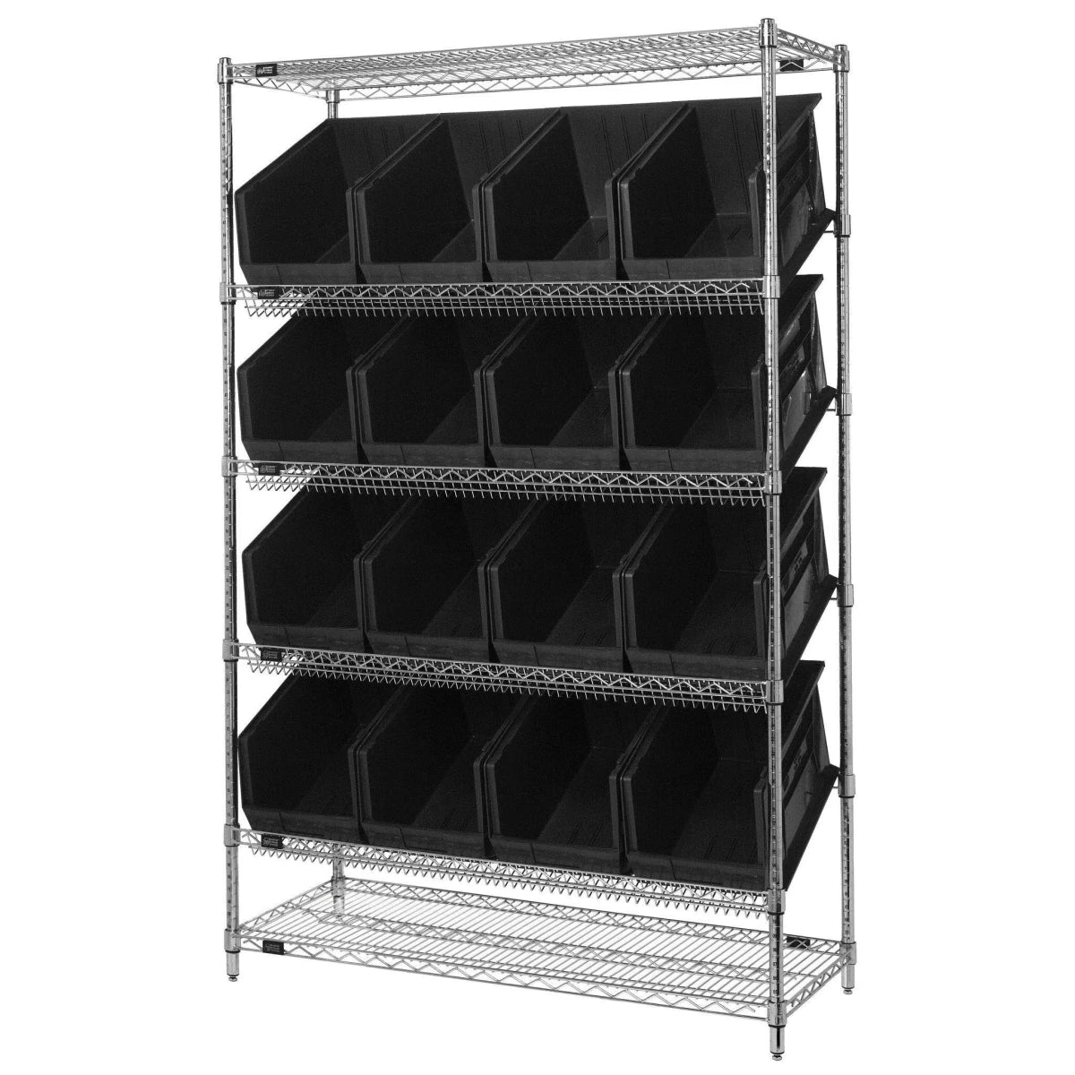WRSL6 - 74 - 1848 - 260 | 18" x 48" x 74" Shelving Unit with 16 Bins - Wire Shelving with Bins > 18" - 21" Deep Wire Shelving Units with Bins > Open Front Plastic Bins - Industrial 4 Less