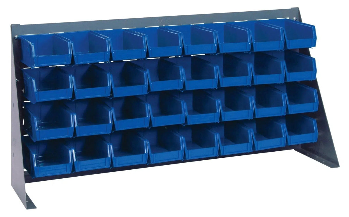 QBR-3619-220-32 | Bench Rack with 32 Hanging Bins - Industrial 4 Less - QBR-3619-220-32-BL