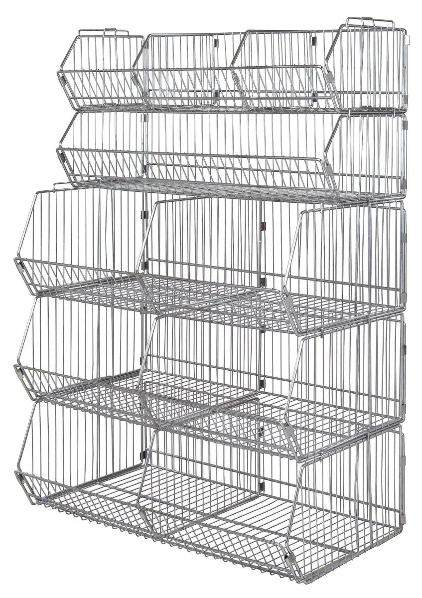 WR5 - 36MSBA | Stacking Metal Wire Basket Shelving - Wire Basket Shelving Unit - Industrial 4 Less
