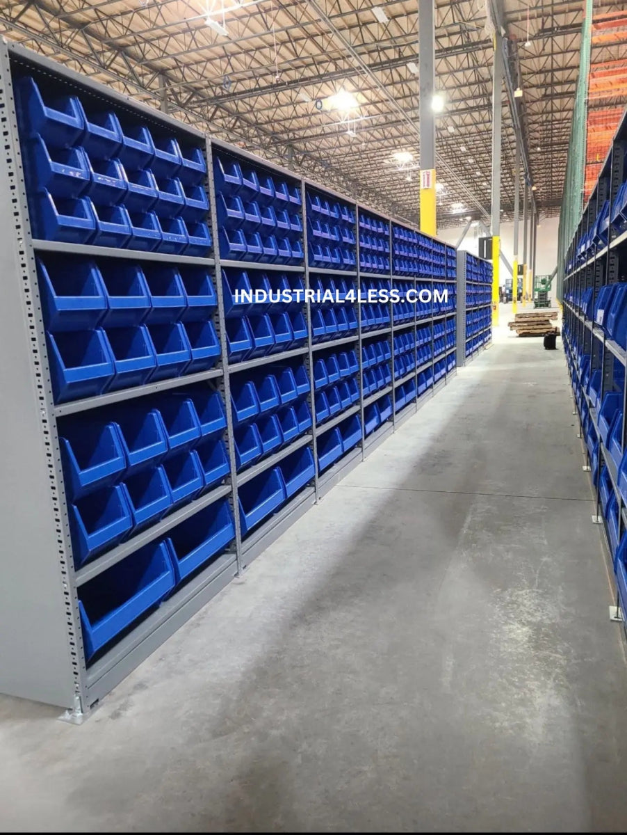 Customer Photos: Warehouse Storage Setup with Blue Bin Organizers - Industrial 4 Less