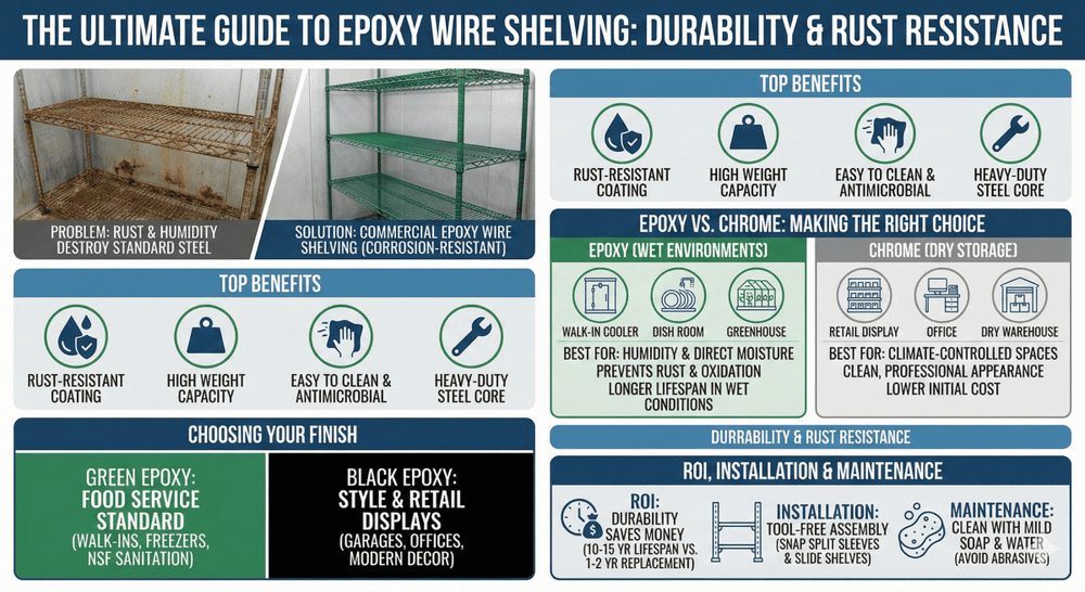 Epoxy Wire Shelving: Rust-Resistant Storage | Industrial 4 Less