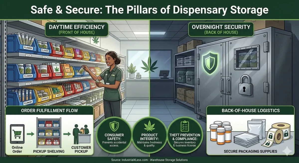 Shelving & Storage for New Cannabis Dispensary - Industrial 4 Less