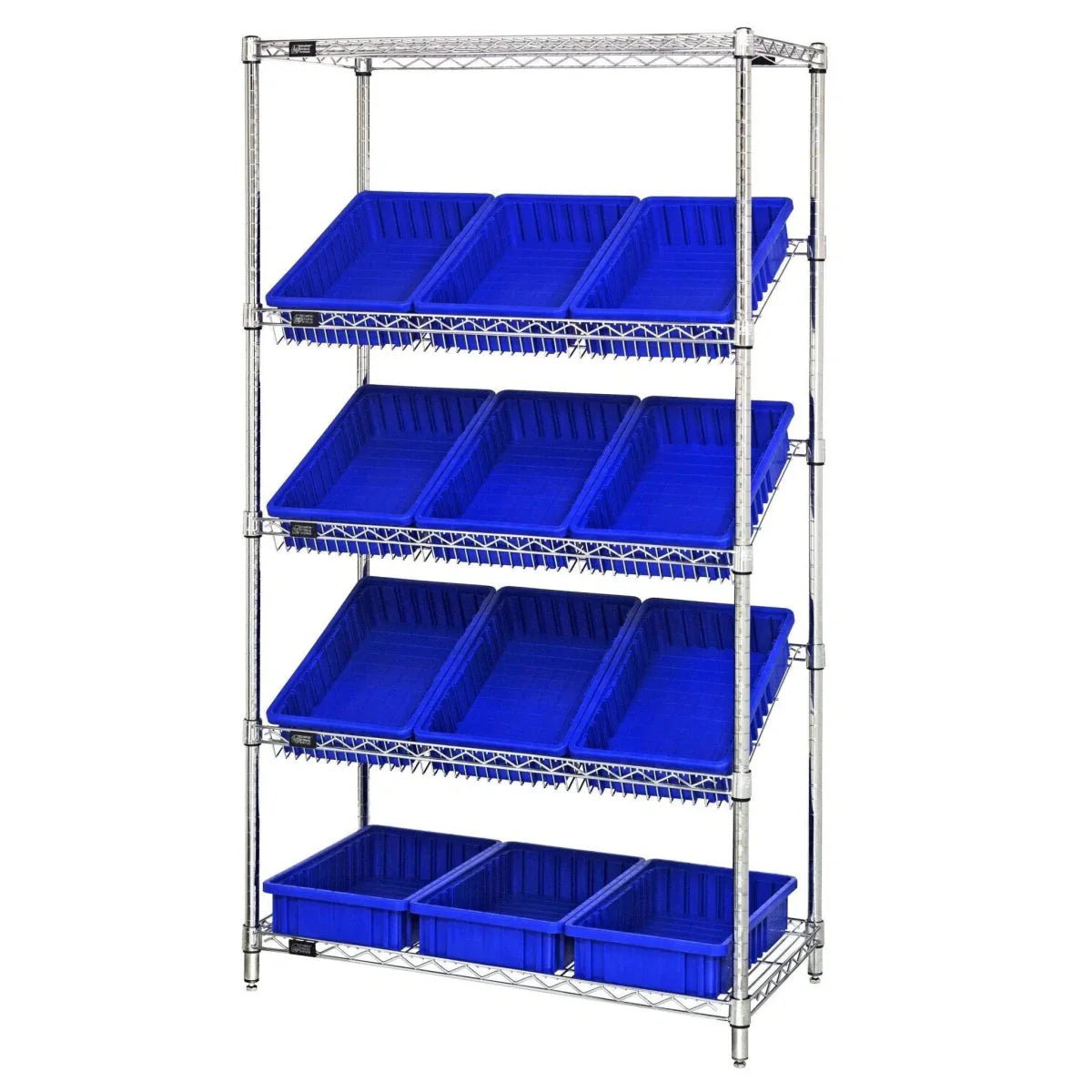 Slanted Wire Shelving with Bins - Industrial 4 Less