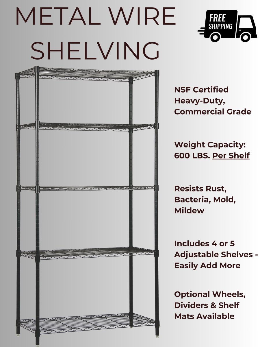 12 Inch Deep Metal Wire Shelving Unit - Industrial 4 Less