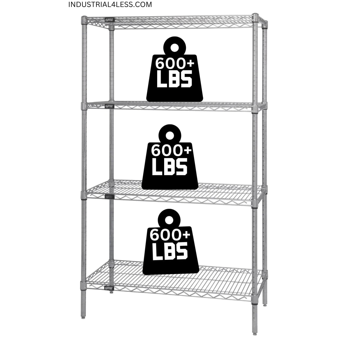 12" x 36" Chrome Wire Shelving Unit - Commercial Wire Shelving > Chrome Wire Shelving - Industrial 4 Less