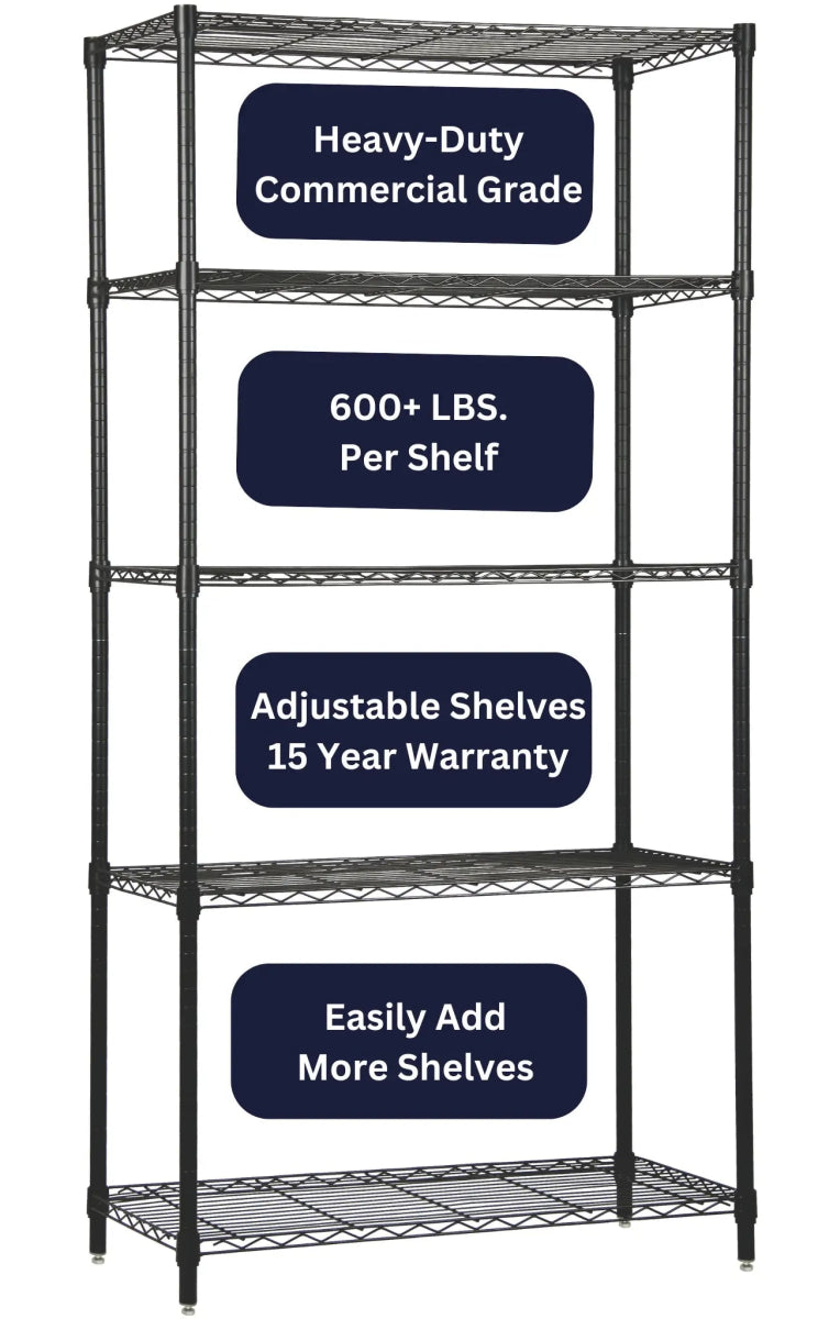 12" x 36" Epoxy Wire Shelving Unit - Industrial 4 Less - WR54 - 1236BK - 5