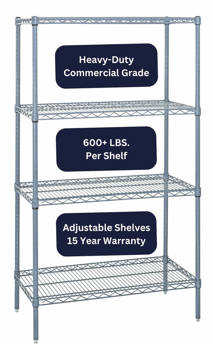 12" x 36" Epoxy Wire Shelving Unit - Industrial 4 Less - WR54 - 1236GY