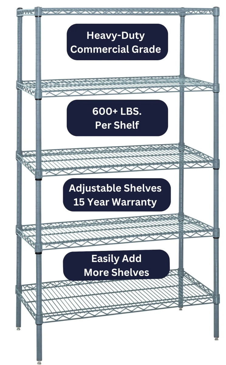 12" x 36" Epoxy Wire Shelving Unit - Industrial 4 Less - WR54 - 1236GY - 5