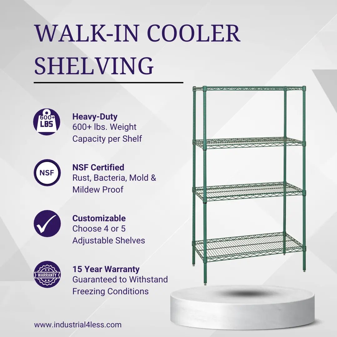 12" x 36" Walk In Cooler and Freezer Wire Shelving Unit - Walk in cooler shelving - Industrial 4 Less