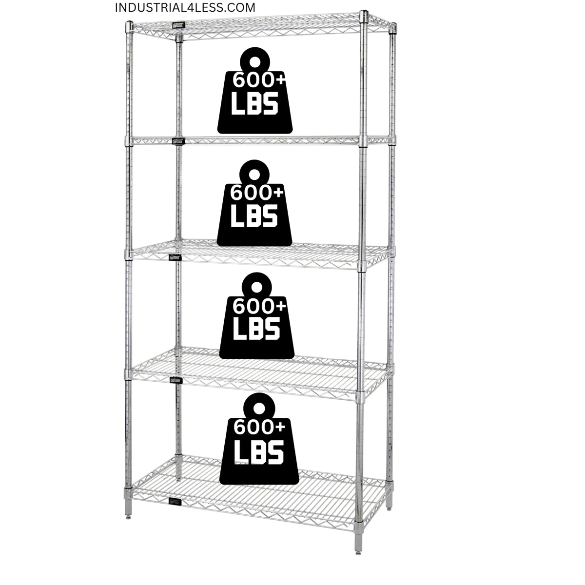 12" x 42" Chrome Wire Shelving Unit - Commercial Wire Shelving > Chrome Wire Shelving - Industrial 4 Less