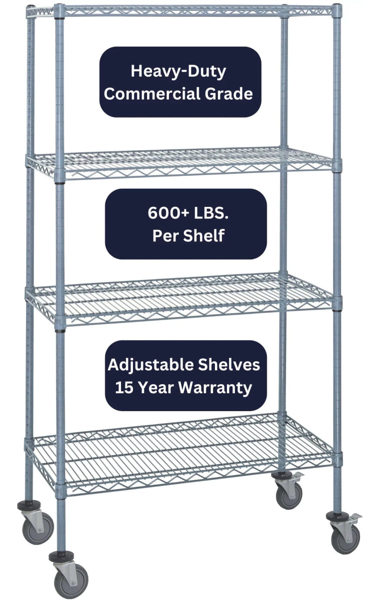 12" x 42" Gray Shelving on Wheels - Industrial 4 Less - 12425GY - 4 - mob