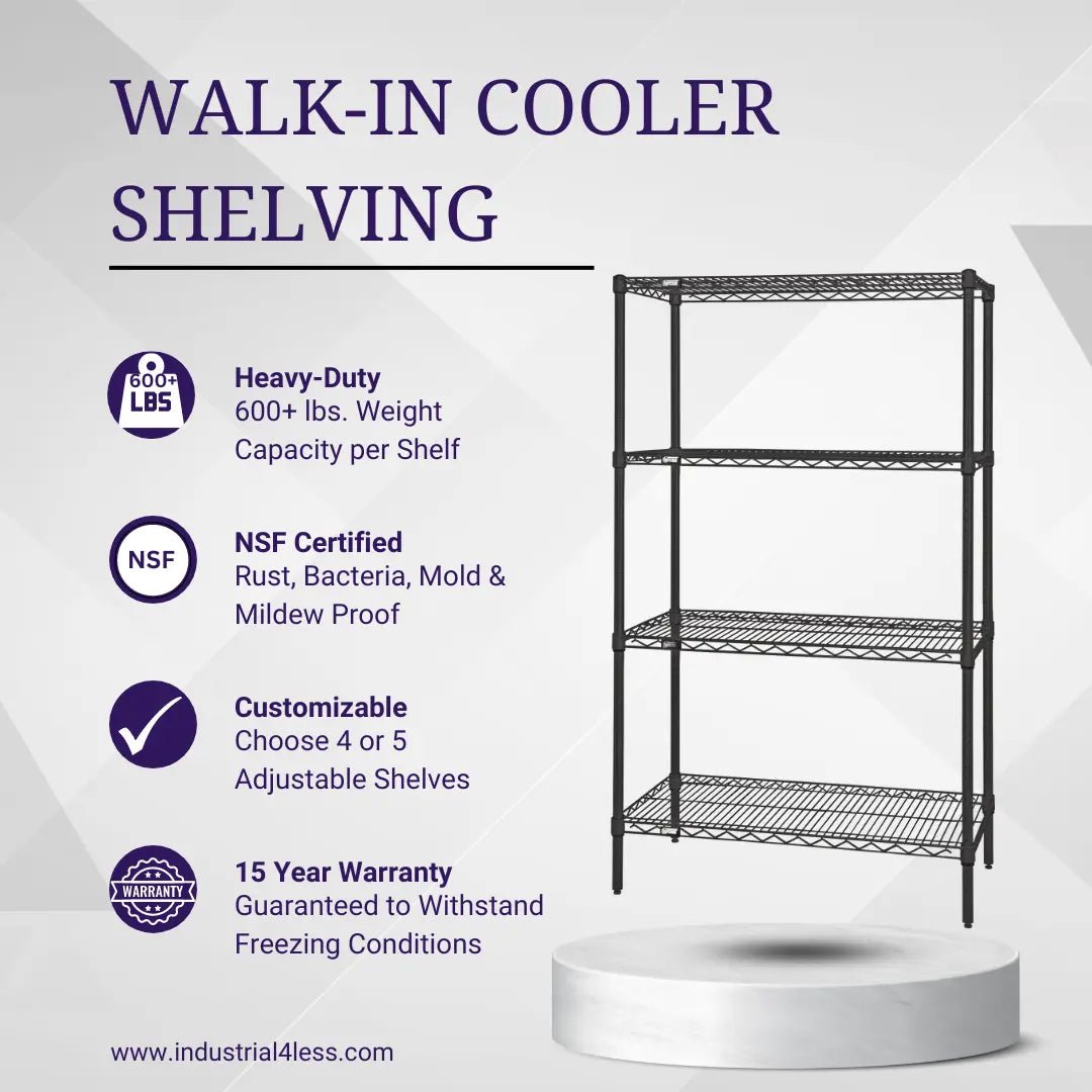 12" x 42" Walk In Cooler and Freezer Wire Shelving Unit - Walk in cooler shelving - Industrial 4 Less