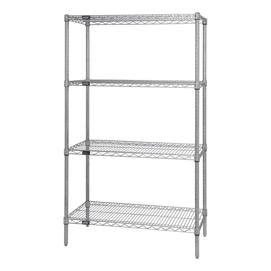 12" x 48" Chrome Wire Shelving Unit - Commercial Wire Shelving > Chrome Wire Shelving - Industrial 4 Less