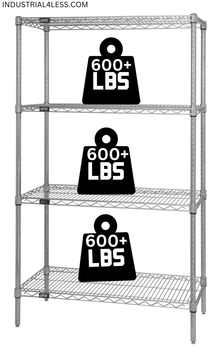 12" x 48" Stainless Steel Wire Shelving Unit - Commercial Wire Shelving > Stainless Steel Wire Shelving - Industrial 4 Less