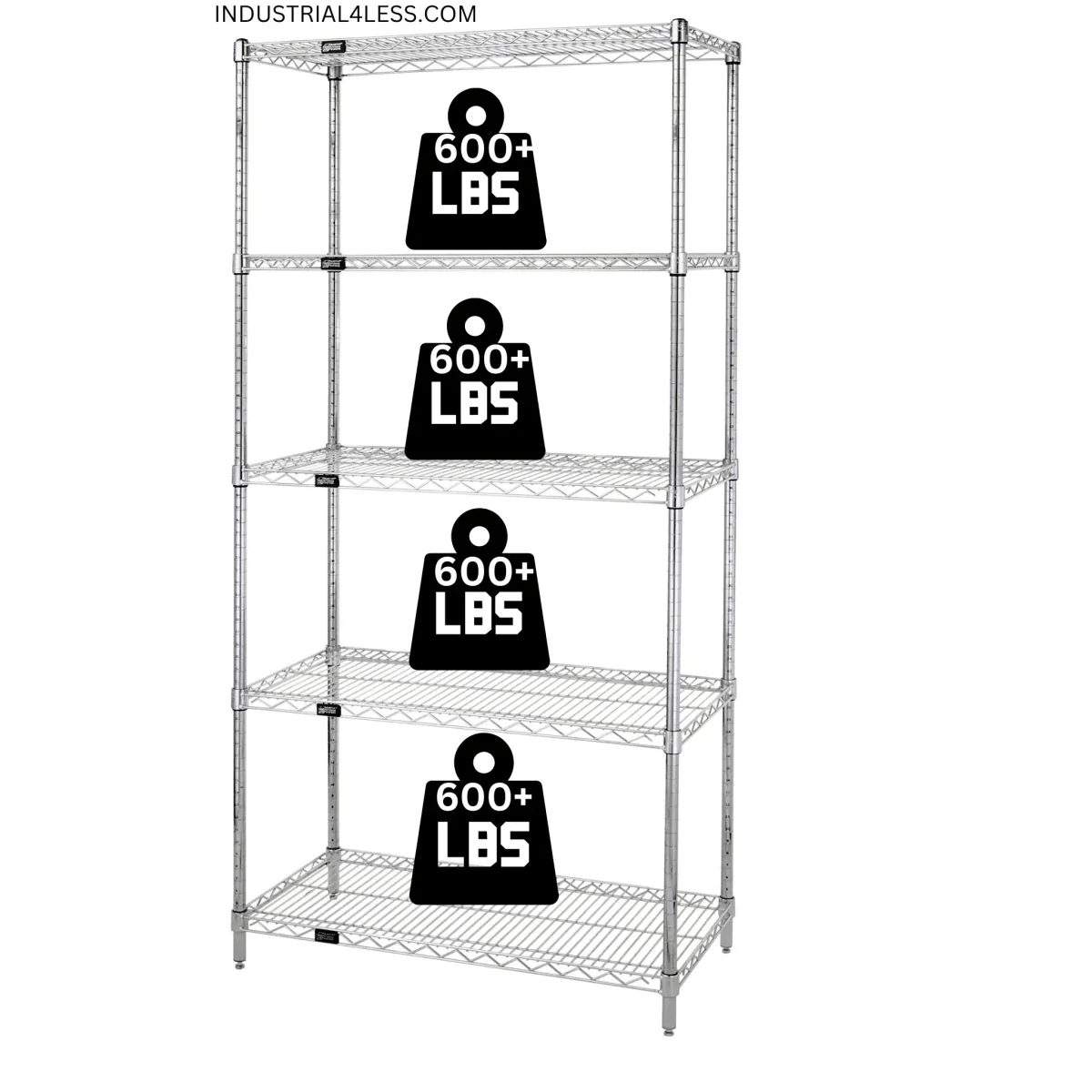 12" x 48" Stainless Steel Wire Shelving Unit - Industrial 4 Less - 12485S-5