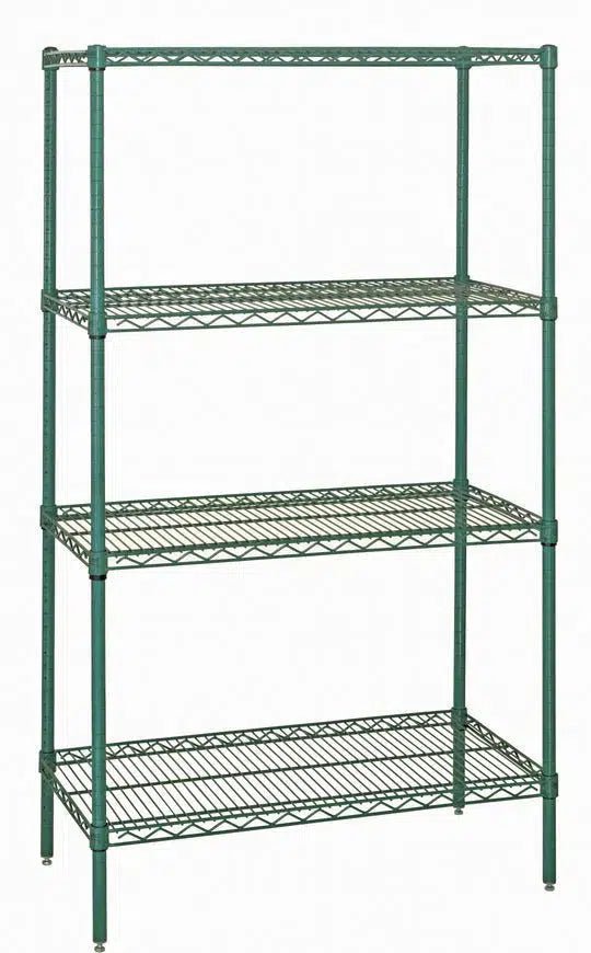 1236G | 12" x 36" Green Epoxy Shelving Unit - Commercial Wire Shelving > Green Epoxy Wire Shelving - Industrial 4 Less