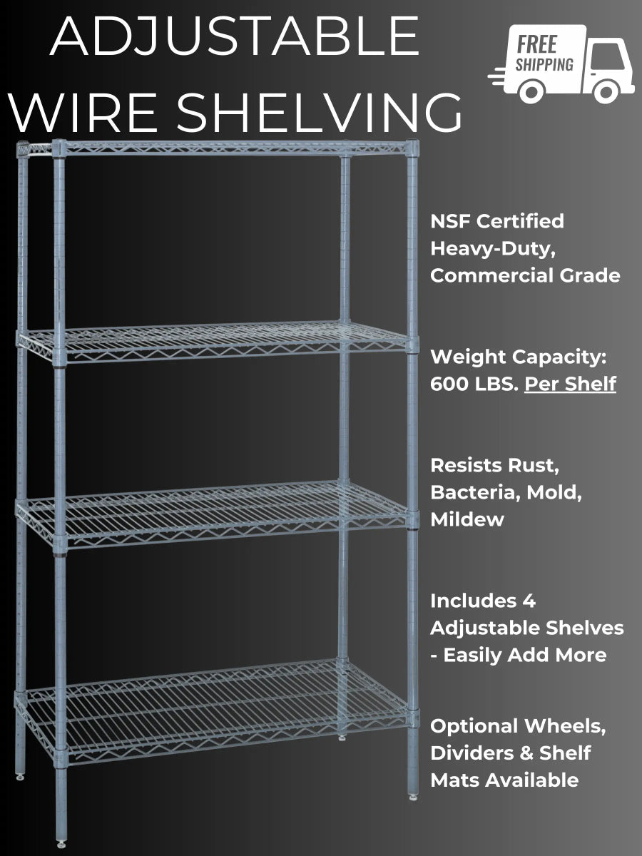 1236GY | 12" x 36" Gray Epoxy Shelving Unit - Commercial Wire Shelving > Gray Epoxy Wire Shelving - Industrial 4 Less