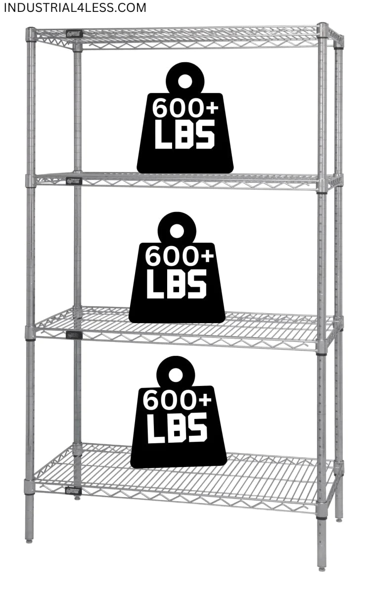 1248S | 12" x 48" Stainless Steel Wire Shelving Unit - Industrial 4 Less - 12485S-4