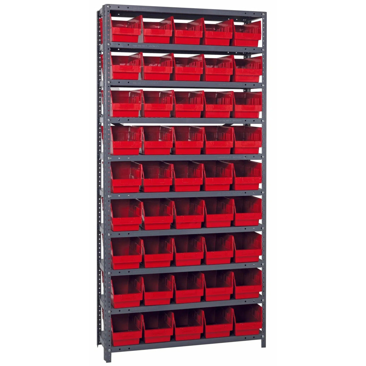 1275 - 202 | 12" x 36" x 75" Shelving Unit with 45 Bins - Steel Shelving with Bins > 12" Deep Steel Shelving Units with Bins > Open Front Plastic Shelf Bins - Industrial 4 Less