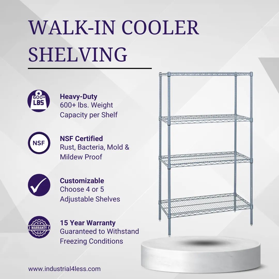 14" x 72" Walk In Cooler and Freezer Wire Shelving Unit - Walk in cooler shelving - Industrial 4 Less