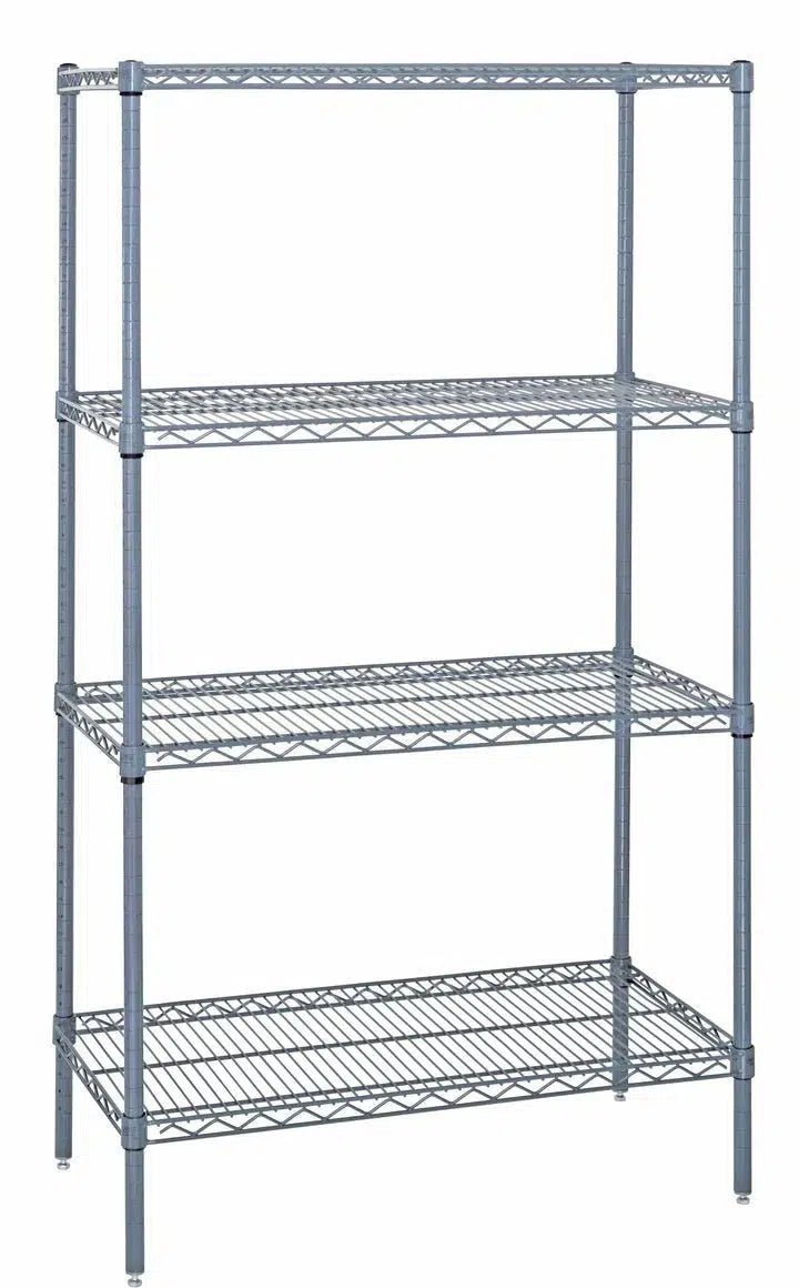 1424GY | 14" x 24" Gray Epoxy Shelving Unit - Commercial Wire Shelving > Gray Epoxy Wire Shelving - Industrial 4 Less