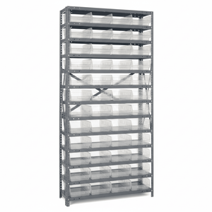 18" × 36" × 75" Dispensary Shelving Unit with Clear Bins - Industrial 4 Less