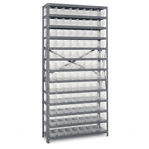 18" × 36" × 75" Dispensary Shelving Unit with Clear Bins - Industrial 4 Less