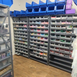 18" × 36" × 75" Dispensary Shelving Unit with Clear Bins - Industrial 4 Less