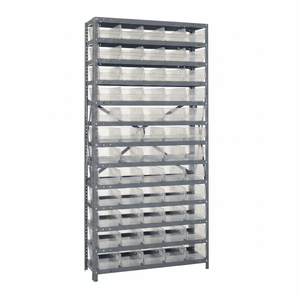 18" × 36" × 75" Dispensary Shelving Unit with Clear Bins - Industrial 4 Less