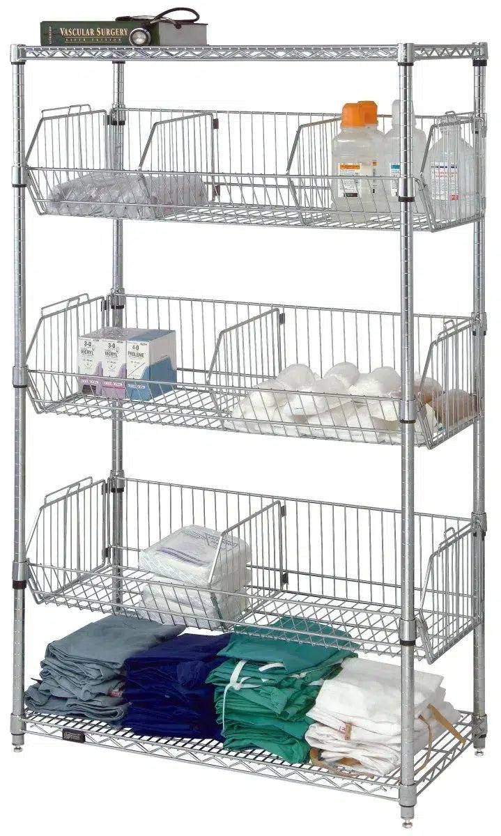 18" x 36" Wire Basket Shelving Unit - Wire Basket Shelving Unit - Industrial 4 Less