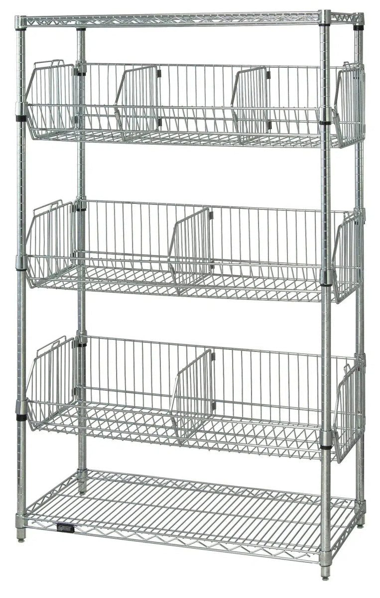 18" x 48" Wire Basket Shelving Unit - Wire Basket Shelving Unit - Industrial 4 Less