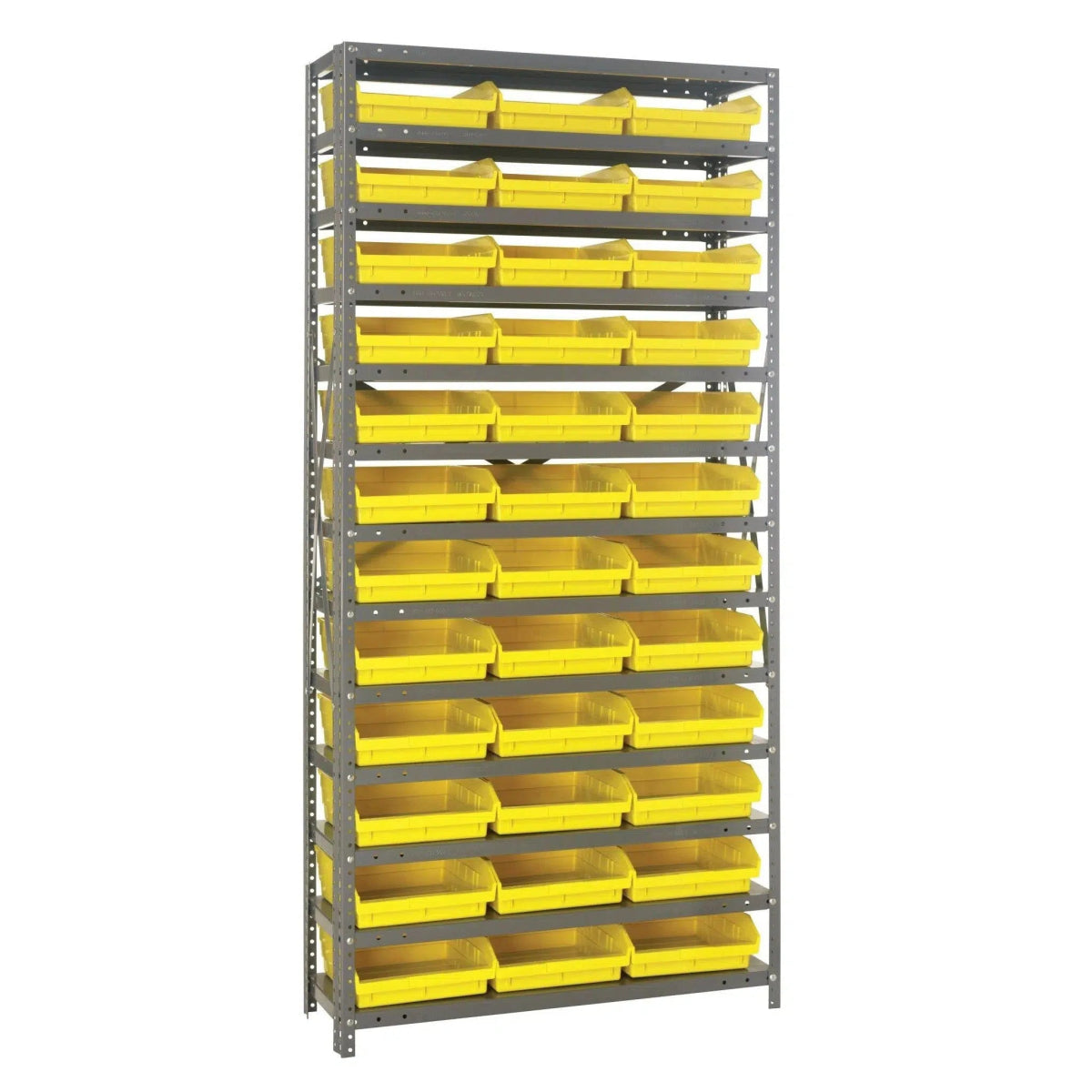 1875 - 110 | 18" x 36" x 75" Shelving Unit with 36 Bins - Steel Shelving with Bins > 18" Deep Steel Shelving Units with Bins > Open Front Plastic Shelf Bins - Industrial 4 Less