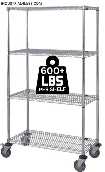 21" x 72" Stainless Shelving on Wheels - Mobile Wire Shelving > Stainless Wire Shelving on Wheels - Industrial 4 Less