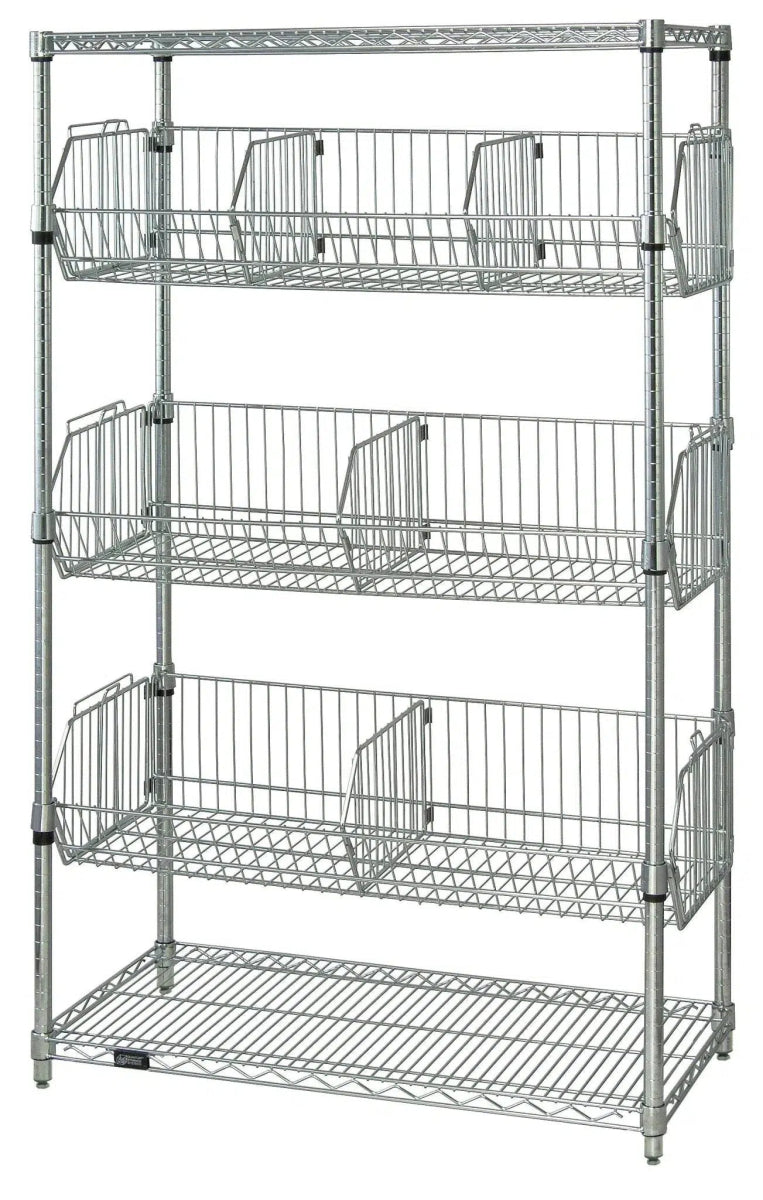 24" x 48" Wire Basket Shelving Unit - Wire Basket Shelving Unit - Industrial 4 Less