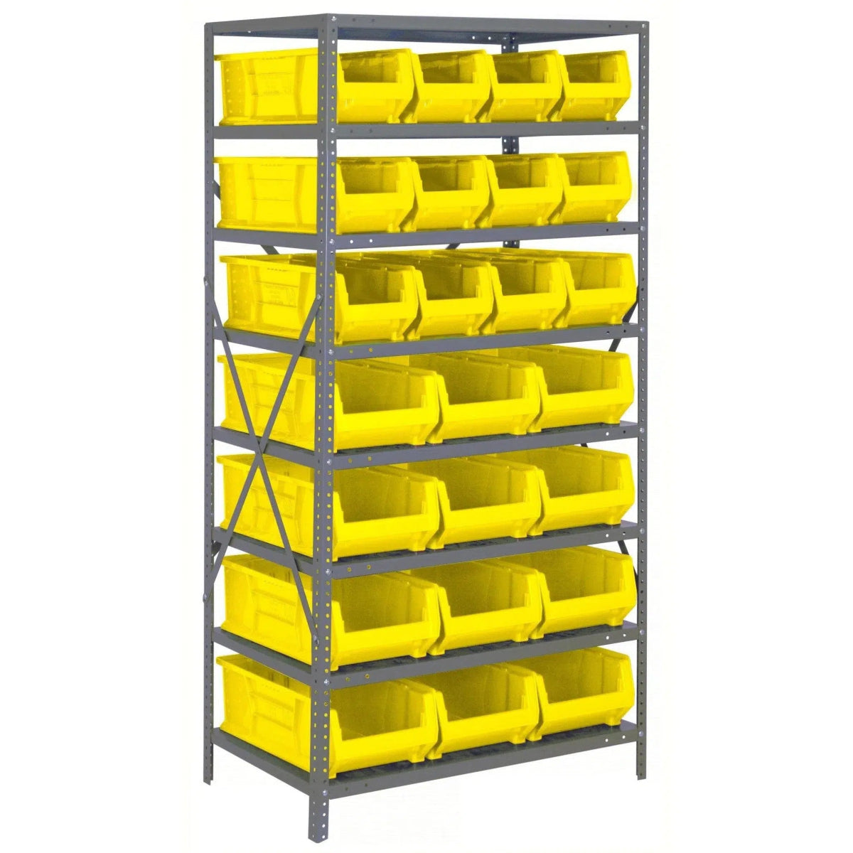 2475 - 950952 | 24" x 36" x 75" Shelving Unit with 24 Bins - Steel Shelving with Bins > 24" Deep Steel Shelving Units with Bins > Open Front Plastic Bins - Industrial 4 Less