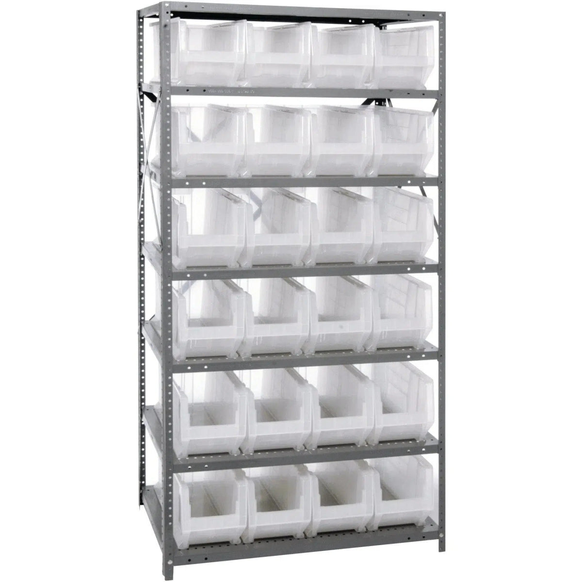 2475 - 951 | 24" x 36" x 75" Shelving Unit with 24 Bins - Steel Shelving with Bins > 24" Deep Steel Shelving Units with Bins > Open Front Plastic Bins - Industrial 4 Less