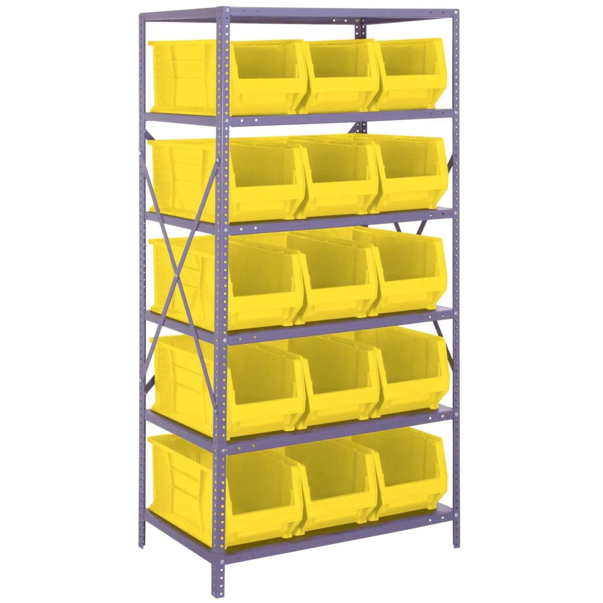 2475 - 953 | 24" x 36" x 75" Shelving Unit with 15 Bins - Steel Shelving with Bins > 24" Deep Steel Shelving Units with Bins > Open Front Plastic Bins - Industrial 4 Less