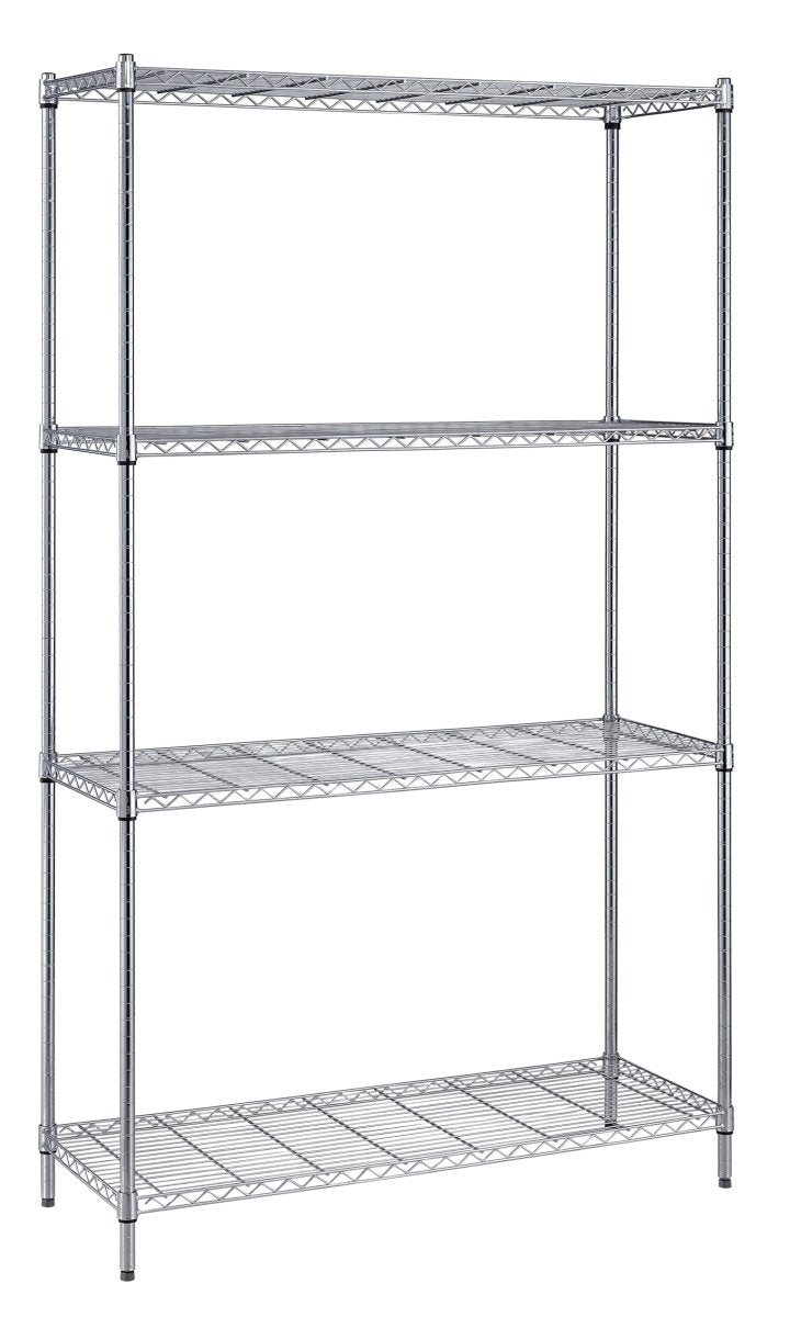 4 - Tier Adjustable Chrome Wire Shelving - Industrial 4 Less