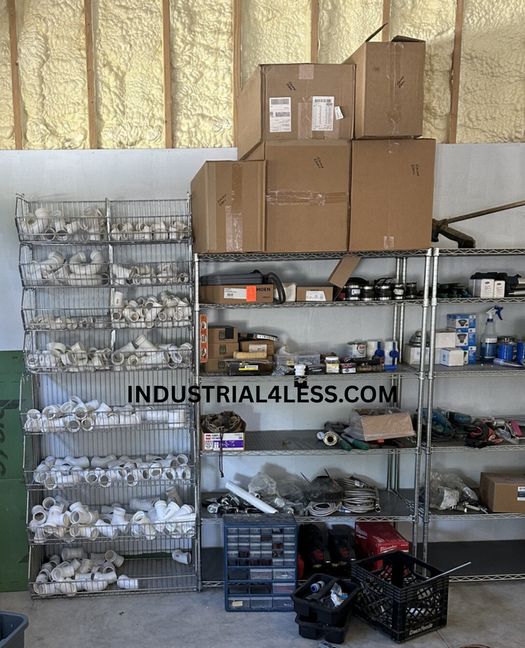 PVC Fitting Storage Rack - Heavy-Duty Wire Basket Shelving for Plumbin