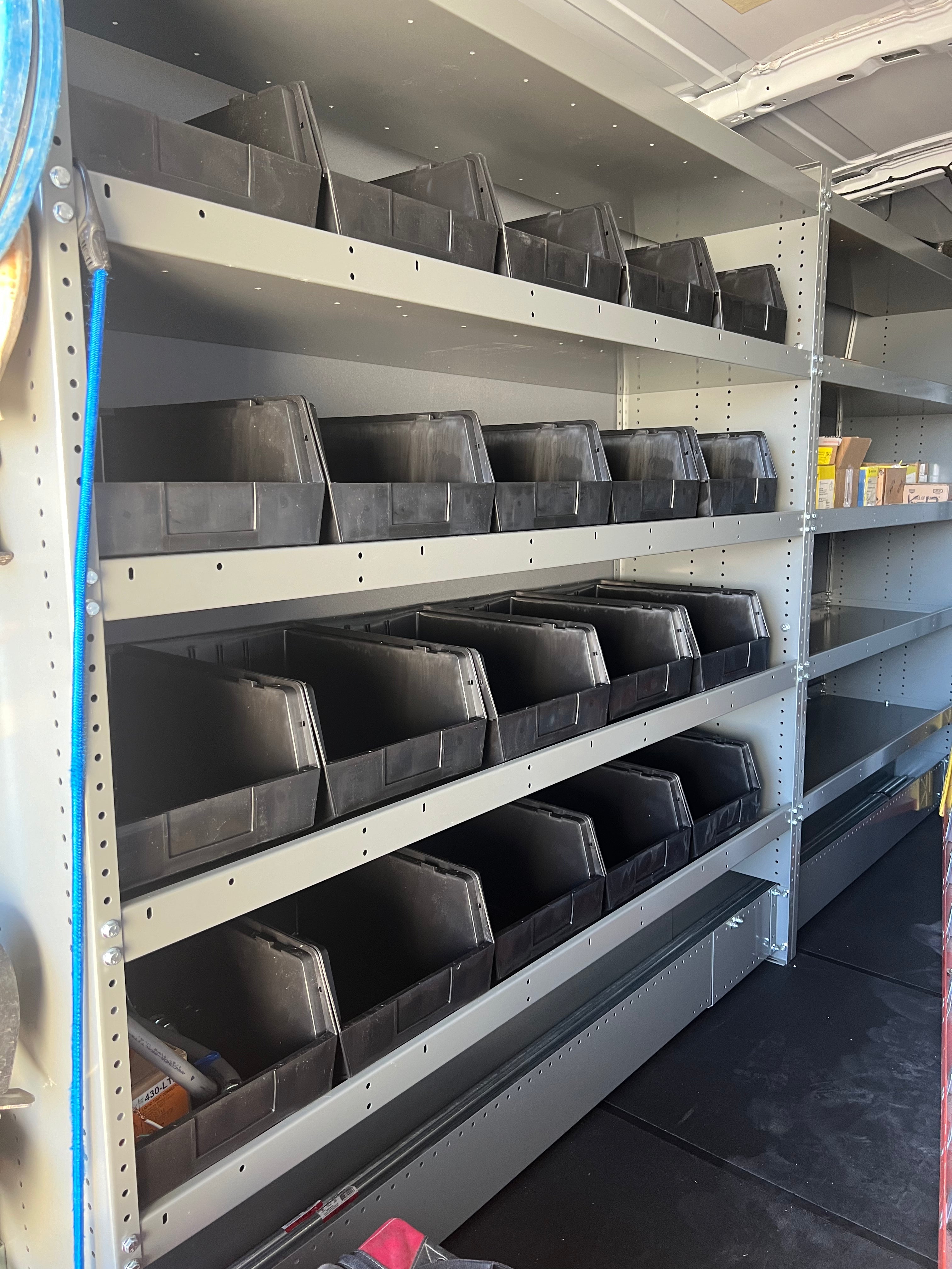 Plastic bins for van shelving hotsell