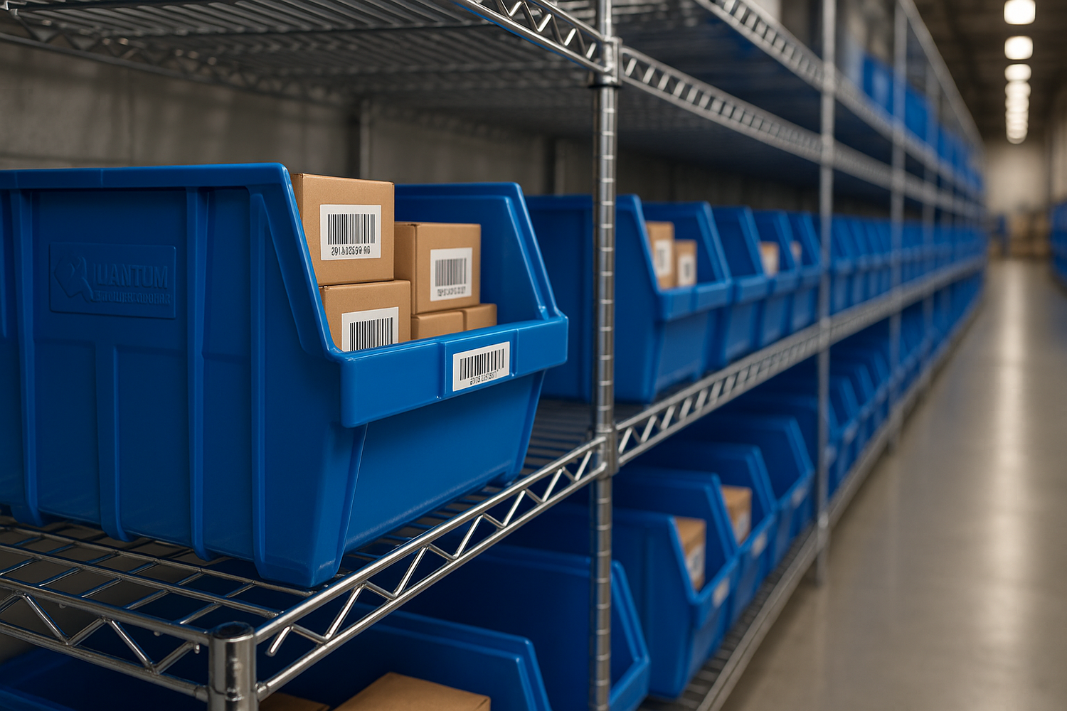 Wire Shelving with Bins