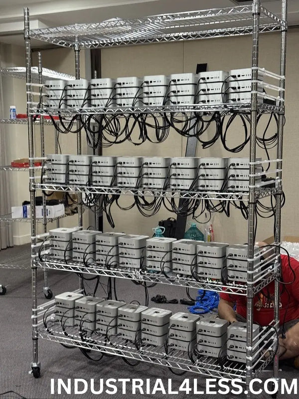 Mobile Wire Shelving with Mac Minis for Compute Lab