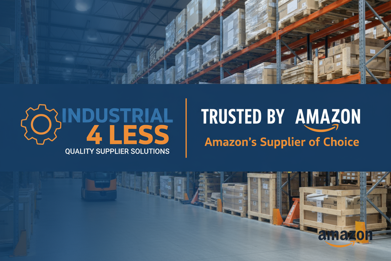banner image highlighting that Amazon buys their inventory from Industrial 4 Less