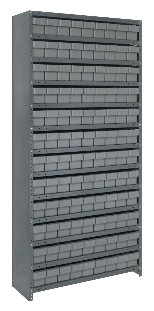 CL1275 - 501 | 12" x 36" x 75" Shelving Unit with 108 Bins - Closed Shelf Bin Organizers - Industrial 4 Less