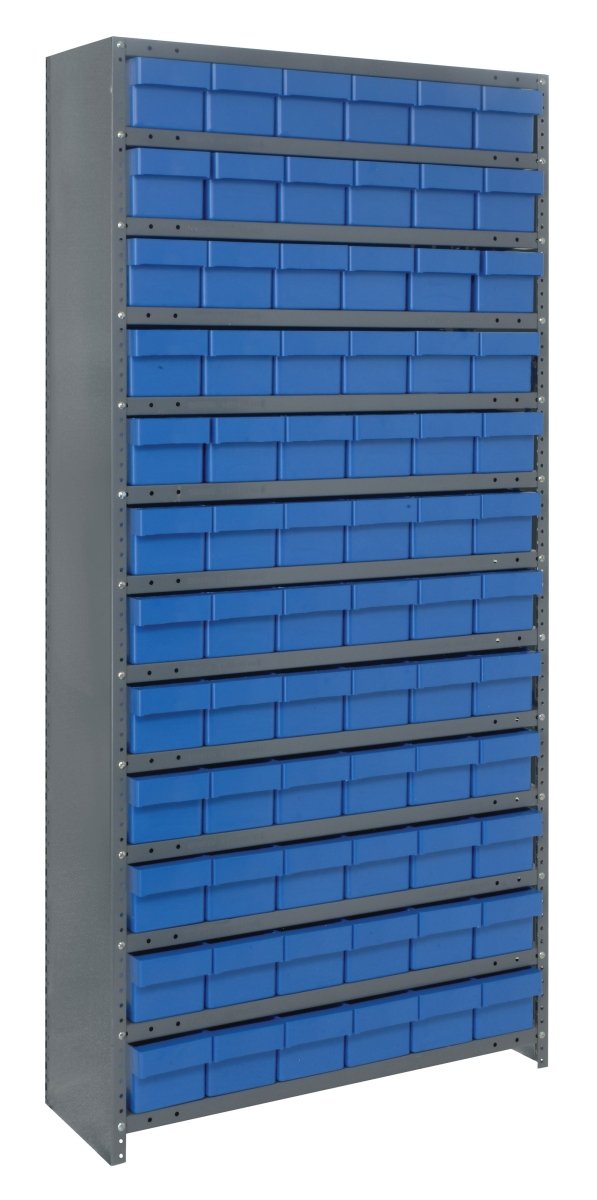 CL1275 - 601 | 12" x 36" x 75" Shelving Unit with 72 Bins - Closed Shelf Bin Organizers - Industrial 4 Less