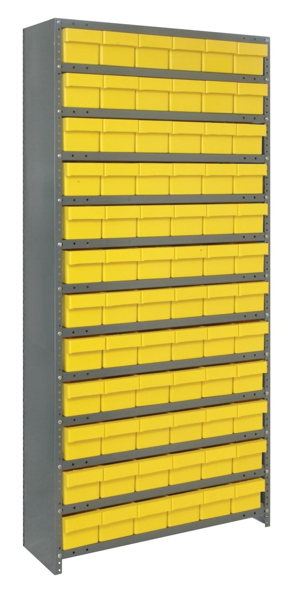 CL1275 - 601 | 12" x 36" x 75" Shelving Unit with 72 Bins - Closed Shelf Bin Organizers - Industrial 4 Less