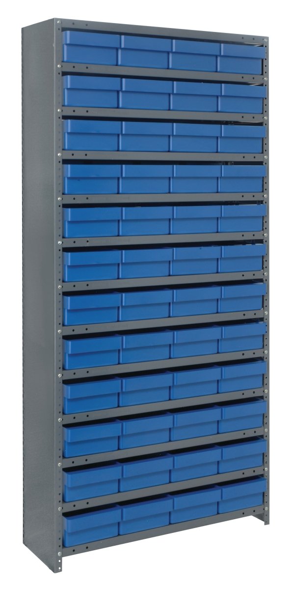 CL1275 - 701 | 12" x 36" x 75" Shelving Unit with 48 Bins - Closed Shelf Bin Organizers - Industrial 4 Less