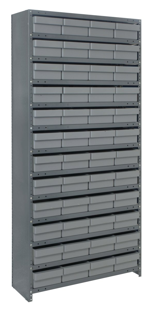 CL1275 - 701 | 12" x 36" x 75" Shelving Unit with 48 Bins - Closed Shelf Bin Organizers - Industrial 4 Less