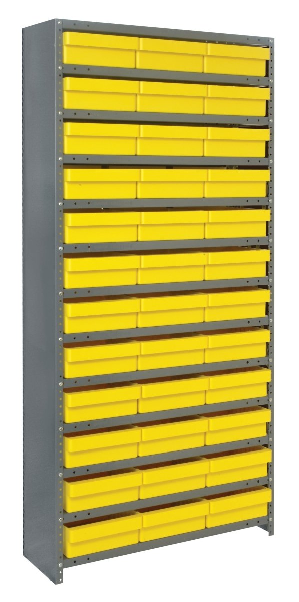 CL1275 - 801 | 12" x 36" x 75" Shelving Unit with 36 Bins - Closed Shelf Bin Organizers - Industrial 4 Less